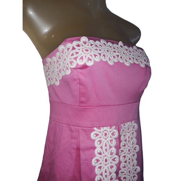 Lilly Pulitzer Sz 2 BETSEY Lace Fit N Flare Strapless Dress - Picture 5 of 10